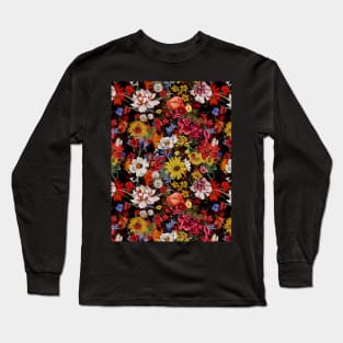 Multicolor Floral Night Garden Long Sleeve T-Shirt